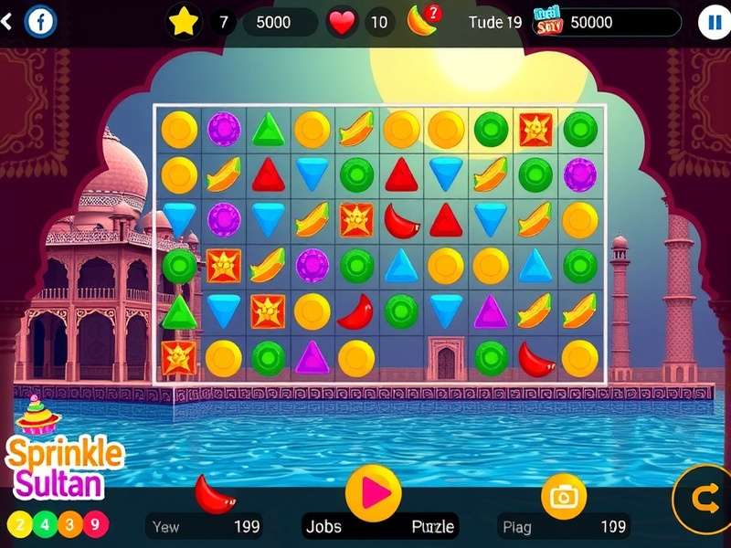 Sprinkle Sultan game screenshot showing colorful Indian-themed puzzle